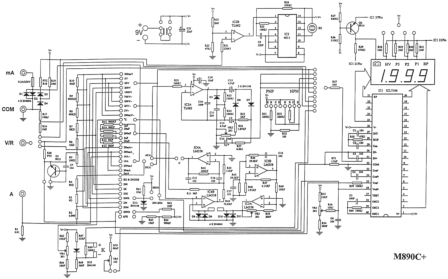 схема мультиметр vc9808